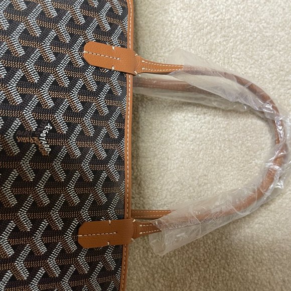 Goyard Artois PM Small Black/Tan Leather Canvas Zipped & Structured Tote - Picture 13 of 13